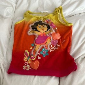 Dora Nickelodeon Yellow To Orange To Red/Pink Flower Butterfly Heart